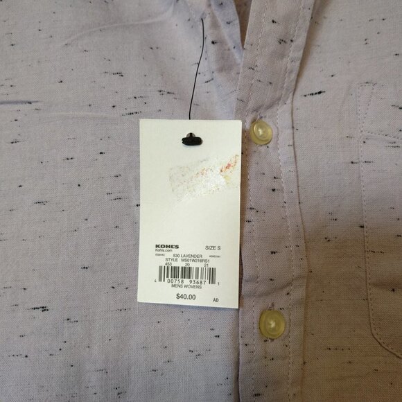 Sonoma Men's Small Purple Short Sleeve Button Front Shirt New With Tags - Picture 2 of 5